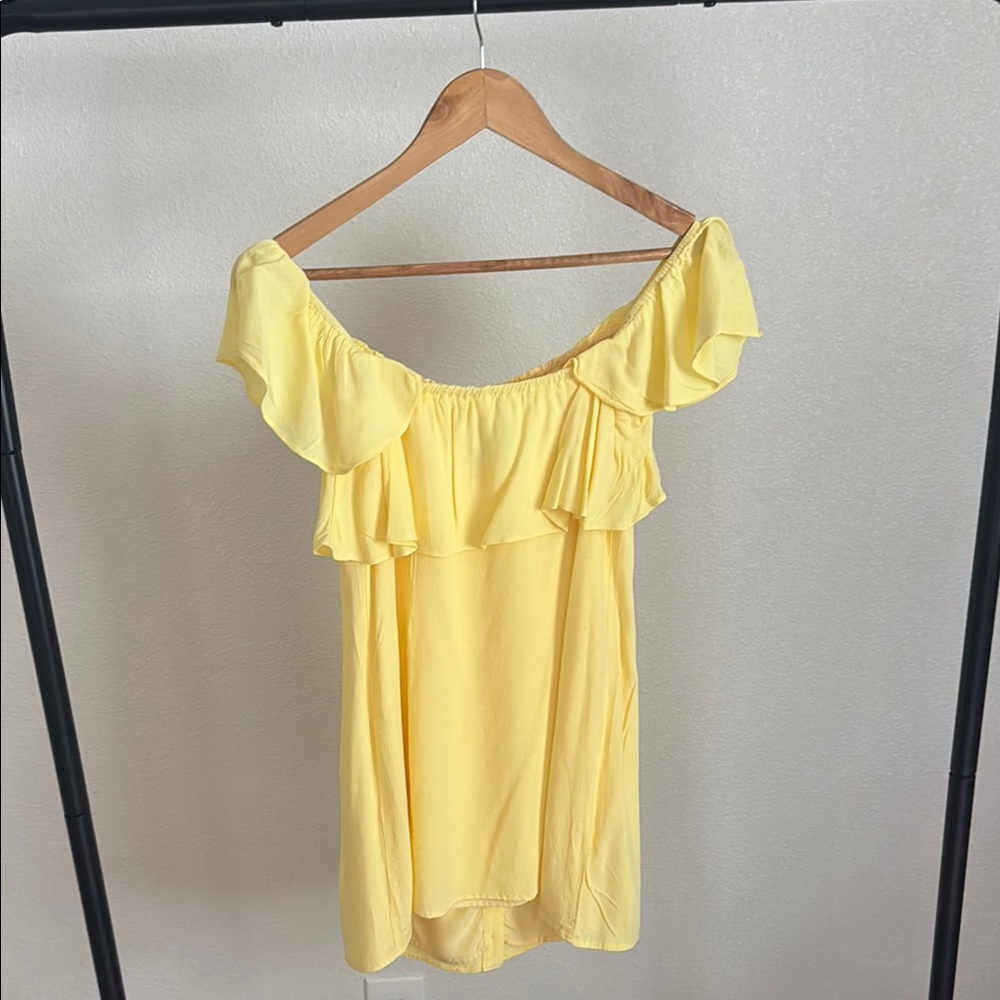 Privacy Please Yellow Ruffled Off-Shoulder Mini Dress - Picture 8 of 12